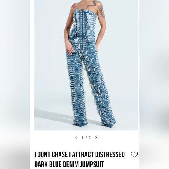 AKIRA Pants - Akira Aphrodite NWTs Distressed Light Blue Denim Jean Jumpsuit